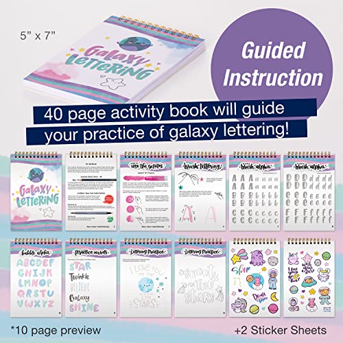 Faber-Castell Galaxy Lettering - Hand Lettering Kit for Teens and Adult Beginners | Back to School Supplies | DIY Kit with 40 Page Activity Book and Art Supplies