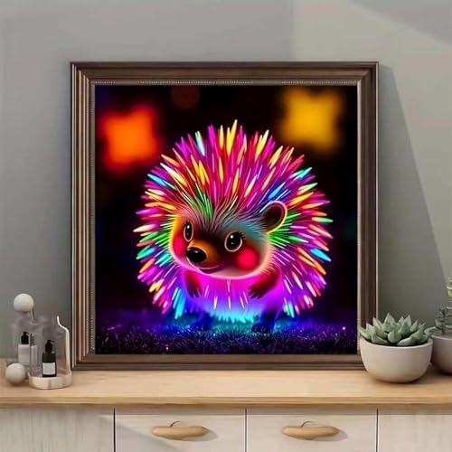 SHICERNHJ 5D Diamond Painting Kits for Adults,Diamond Art Glowing Colored Hedgehog Painting Kits for Adults,DIY Round Drill Art Craft Kits for Home Wall Decor 13.8x13.8inch - color: SH106