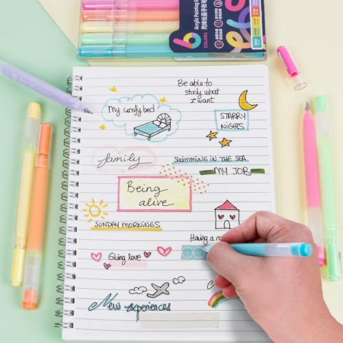Smilo Acrylic Gel Pens for Coloring,6 Colors,1.0mm Bullet Tip | 3D Acrylic Paint Pens for Black Paper, Fabric, Rock, Glass, Writing, Drawing, Journaling & DIY Crafts - color: 6-colors
