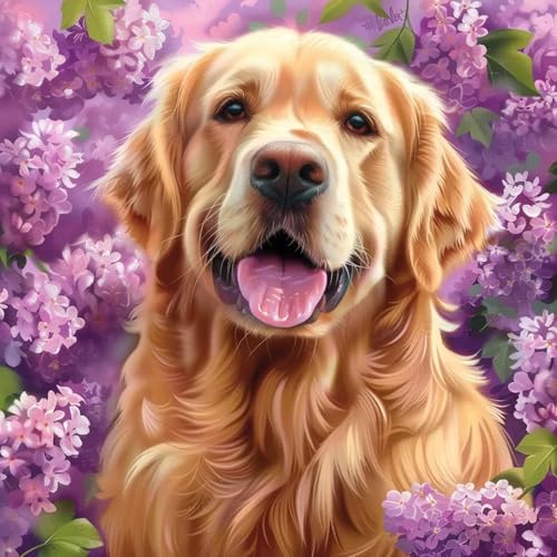 SENQAO 5D Diamond Painting Kits for Adults, Golden Retriever Diamond Art Kits for Adults Beginners, DIY Full Drill Round Diamond Dot Gem Art, Craft Gift Suitable for Home Wall Decoration 12×12 inch - color: golden retriever
