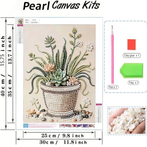 Plant Pearl Painting Kits for Adults, Diamond Art Painting 12x16In - color: PL08-1