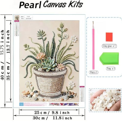 Plant Pearl Painting Kits for Adults, Diamond Art Painting 12x16In - color: PL08-1