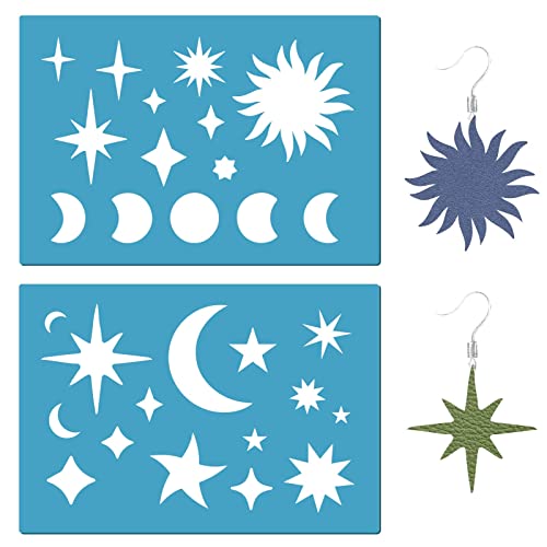 GORGECRAFT Moon Phase Star Jewelry Shape Template Sun Reusable Leather Earrings Making Planet Acrylic Cutouts Cutting Stencil for Drawing Jewelry DIY Crafts Scrapbook 5.1x3.5 Inch - style: Sun Stencils
