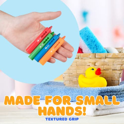 SCS Direct Bath Crayons Super Set – 24 Pack Water Crayons for Toddlers & Kids – Non-Toxic Bathtub Drawing Toys with Mesh Storage Bag – Summer Water Table, Pool & Bath Time Activity – Creative Gift