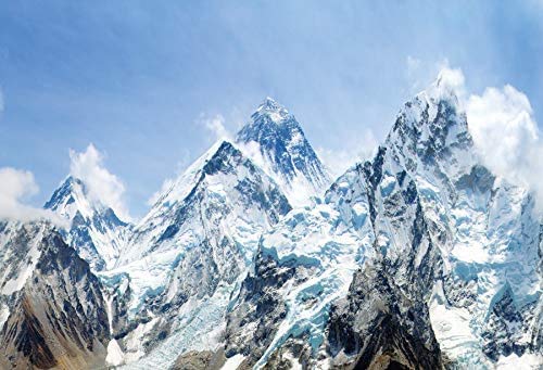 12x8ft Snow Mountain Scenery Backdrop - Cold Winter Snowy Mountain Outdoor Adventure Blue Sky Alpine Snow High Hill Peak Ski Nature Landscape Travel Photo Studio Props - size: 12x8ft
