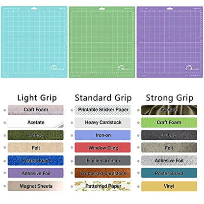 IModeur 10 Pack Cutting Mats -12"x12" Cutting Mats for Cutting machine Accessories - Mats for Explore Air 2/ Maker 2/3 - size: 10 Pack/12x12/Green Blue Purple Pink