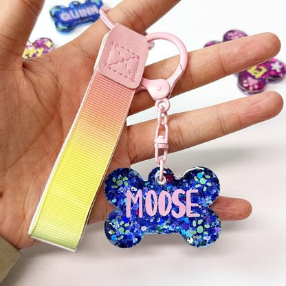 ResinWorld Set of 2'' & 1.5'' Dog Bone Silicone Molds with 15Pcs Key Ring & 15pcs Jump Ring, Pet Tag Mold for Resin Casting