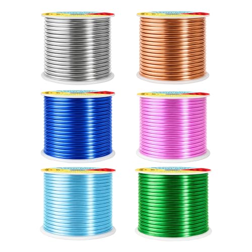 Mandala Crafts 10 GA Pink Green Blue Assorted Anodized Aluminum Craft Wire - color: Silver Copper True Blue Pink Ice Blue Kelly Green, size: 10 Gauge 20X6 Feet