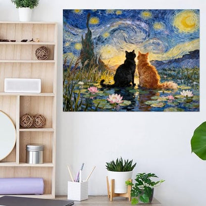 Black Cat Diamond Art Kits for Adults Cute Diamond Painting Kit Beginner - color: DP03668, size: Round Drill