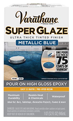 Varathane 370905 Super Glaze Pour-On High Gloss Epoxy, Quart, Metallic Blue - color: Metallic Blue
