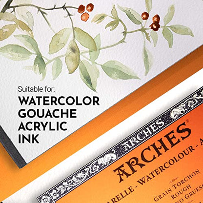 Arches Watercolor Paper Block, Rough, 3.9" x 9.8", 140 pound - size: 3.9"x9.8", style: Rough