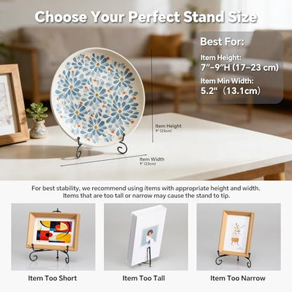 Artliving Plate Stands for Display, 7 Inch Black Iron Easel Plate Display Photo Holder Stand, Displays Picture Frames, Decorative Plates, Tablets and Art (4 pack) - size: 7 inch (4 pack)