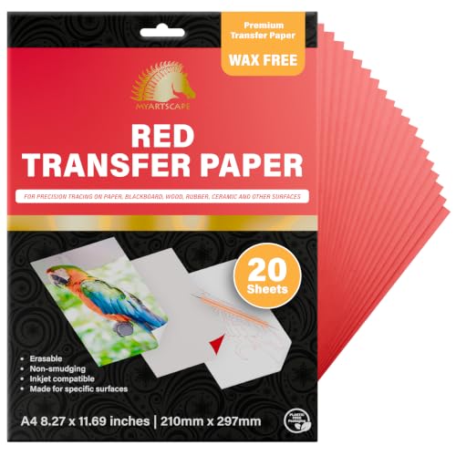 MyArtscape Graphite Transfer Paper - A4 20 Red Wax Free Sheets