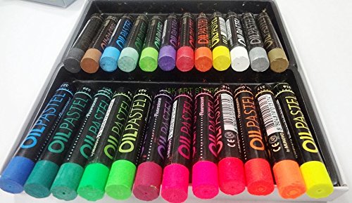 Mungyo Gallery Artists' Oil Pastels Set of 24 - Metallic 12 + Fluorescent 12 Coulurs