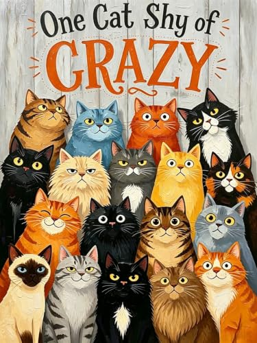 BYGFHLYW 5D Diamond Painting Kit for Adults, Cat Diamond Art Kits | DIY Full Round Drill Animal Gem Painting Paint by Diamonds Relaxing Craft for Home Wall Decor 12x16inch - color: KM1259-1