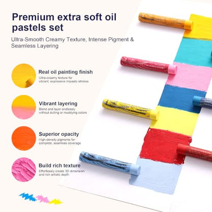 rubens 24 Colors Soft Oil Pastels, Creamy & Easy Blending - color: 24 Colors