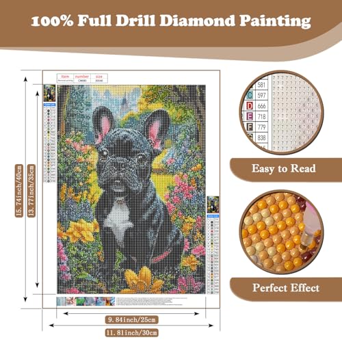 Bulldog Diamond Art Kits for Adults, Animals 5D Diamond Painting Kits - color: CM085