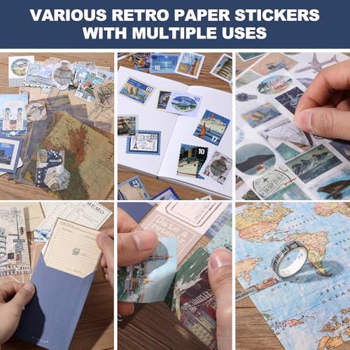 Auguro World Travel Scrapbook Kit A6 Grid Notebook Stationery Junk Journal Kit Scrapbooking Supplies Kit Craft DIY Gift for Adult Teen Girl - color: black
