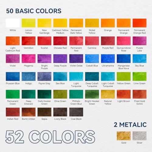 MeiLiang 52 Colors Watercolor Paint Set, Half Pans - style: Solid Watercolor 52 Color Purple Case