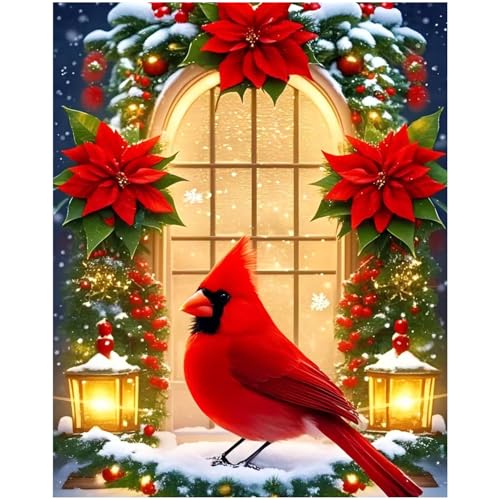 CRZMODE Christmas Paint by Numbers Kit for Adults, Cardinal Paint by Numbers for Adults, Acrylic Painting Crafts for Home Decor Gift (16x20inch) - color: Christmas Cardinal(16X20")