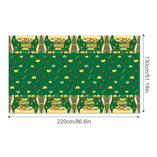 1Pc Happy Sukkot Party Plastic Tablecloth 54 x 87 Inch Long Table Cover, Jewish Fiesta Party Tablecover for Sukkah Let's Rejoice Kids Baby Shower Birthday Dinner Picnic Kitchen Event - color: Happy Sukkot