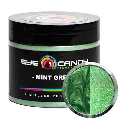 Eye Candy Pigments Premium Green Mica Powder - Mint Green (50gr) - for Epoxy, Resin, Soap, Paint, Woodworking, Acrylic Pouring, Bath Bombs, Fishing Lures - DIY Arts and Crafts Additive - color: Mint Green