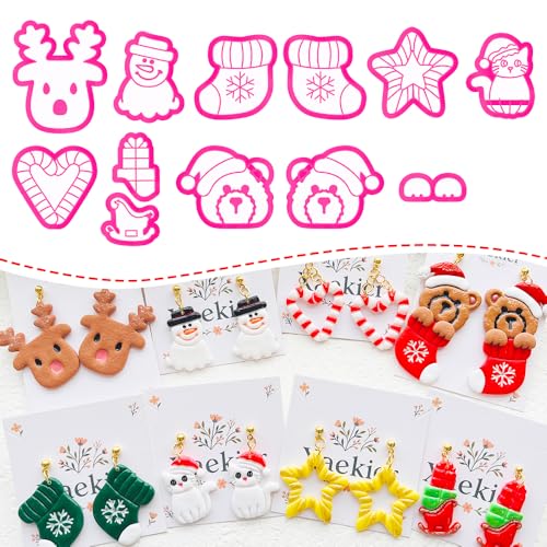 Holiday Theme Polymer Clay Cutters Set – Molds, Clay Cutters for Polymer Clay, Clay Earring Tools - color: I color