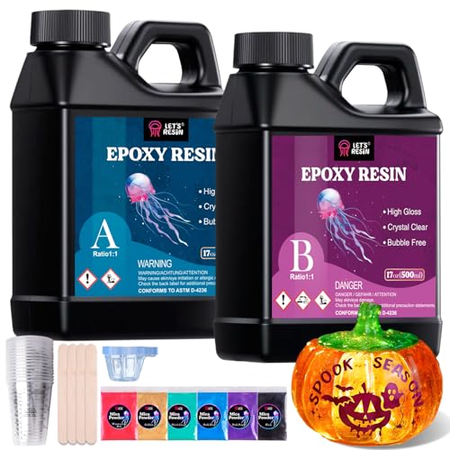 LET'S RESIN 34oz Crystal Clear Epoxy Resin, Casting Resin for Beginners | 2 Part Resin and Hardener for Crafts, Bubble Free & Low Odor, Anti-Yellowing, Casting Molds, Jewelry, Art, Easy to Mix - size: 34oz
