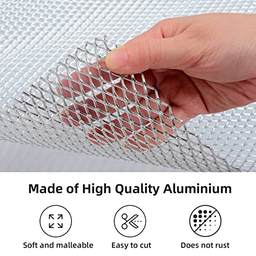 AggAuto Universal 170"x40" Car Grill Mesh 6x12mm Rhombic Hole Silver | Aluminum Alloy Automotive Grille Insert Bumper, One of the Most Multifunctional Shape Grids - size: 6x12mm Rhombus - Silver - 170x40in 1 roll