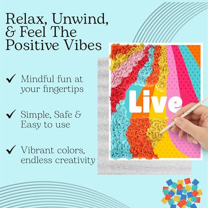 Unwynd Poke Art Positive Vibes Flower Bouquet Kit for Adults, Women & Teens | Hobby activity, brain puzzles, adult, 12 illustration sheets, 12 pages of stickers, 12 colour pages Rubbing Plates & Supplies - style: Positive Vibes