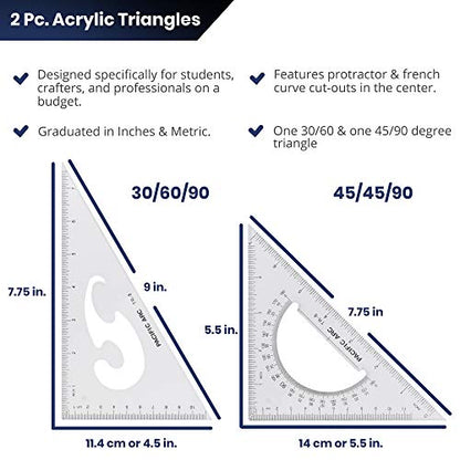 Triangle Set 8 Inch 30/60 & 45/90 … - size: 8 Inches, style: Single Set