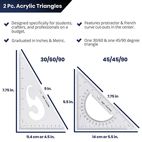 Triangle Set 8 Inch 30/60 & 45/90 … - size: 8 Inches, style: Single Set