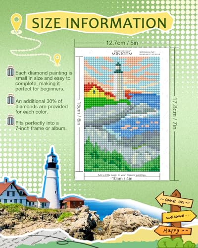 forever young U.S. National Park Small Diamond Art Kits, 5x7 Inch Canvas | 12 PCS DIY square diamond painting kits for beginners and adults, perfect for collecting, display ＆ relaxing stress relief - color: U.S. National Park