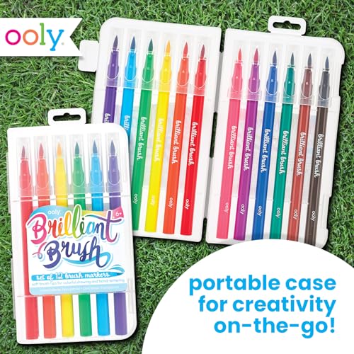 Ooly Brilliant Brush Calligraphy Pens, Set of 12, Dual Tip | For Writing and Hand Lettering, Brush and Chisel Tip, Acid-Free, Perfect for Beginners and Kids, Ages 8+ - style: Brilliant Brush