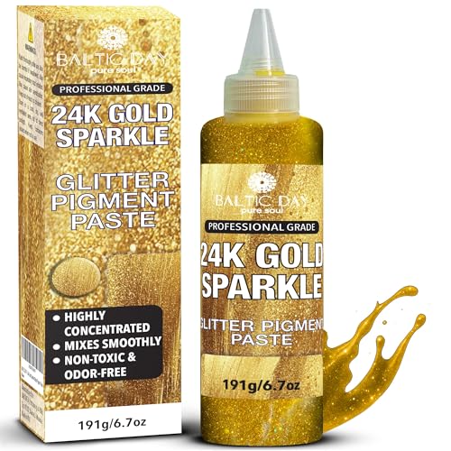 24K Gold Radiance Glitter Epoxy Pigment Paste XL (6.7oz/191g) – Ultra-Concentrated Opaque Resin Colorant with Metallic Shine | Gold Glitter Dye for Epoxy Resin Art, Tumblers, Jewelry & River Tables - color: 24K Gold Sparkle XL