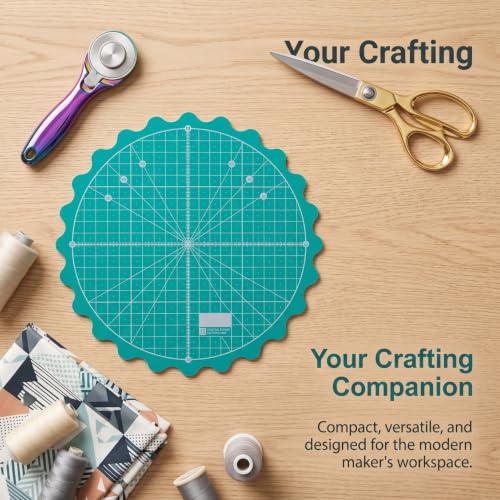 VOSAREA Rotating Cutting Mat Self-Healing Round Rotary Cutting Mat for Sewing Quilting Fabric Craft Projects Smooth Spinning Surface 9.05 Inch