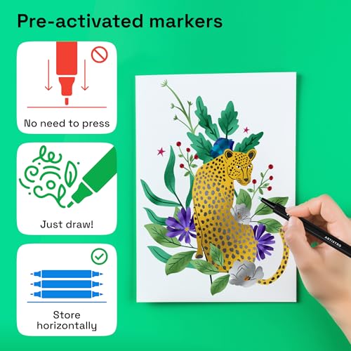 ARTISTRO Metallic Acrylic Paint Markers - Fine Tip Paint Pens for Rock, Wood, Glass, Ceramic, Black Paper, Scrapbooking Crafts, Card Making, DIY Photo Album, Ceramic (Fine)
