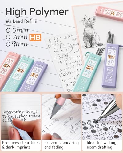 Nicpro 6PCS Pastel Mechanical Pencil Set, Cute Pencils 0.5 & 0.7 & 0.9 mm - style: 6 Pack (0.5mm+0.7mm+0.9mm)