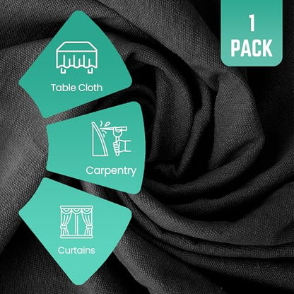 ZUPERIA Black Drop Cloth (4 x 15 Feet - Pack of 1) - Pure Canvas Drop Cloth for Painting, Curtains & Floor Protection Washable & Reusable Tightly Woven Paint Cover for Multipurpose use - size: 4 x 15 - 1 Pack