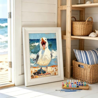 BYGFHLYW Funny Seagull Beach Ocean Paint by Numbers Kit for Adults Canvas - color: PB515-1