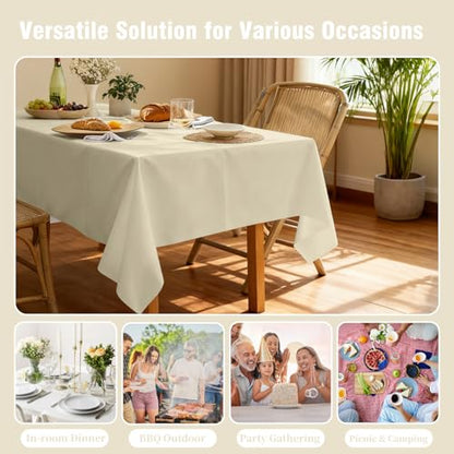 Oigco Ivory Tablecloth - 3 Pack 54" × 108" Rectangle Disposable Cream Tablecloth, Beige Waterproof Plastic Table Cover for Party, Holiday & Gathering Use - color: Ivory