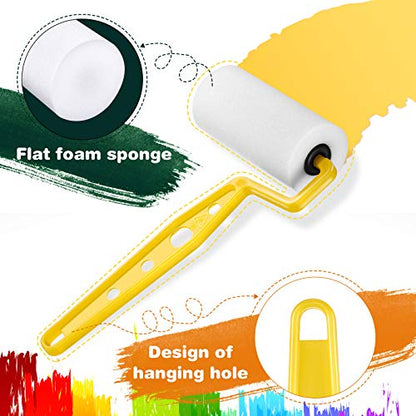 Geiserailie 11 Pcs Foam Paint Roller 3-inch Mini Small Paint Roller Kit Covers with Frame Multipack for Young Artists Painting Tools Painting Furniture Home Wall Ceilings Cabinet Art Craft Supplies