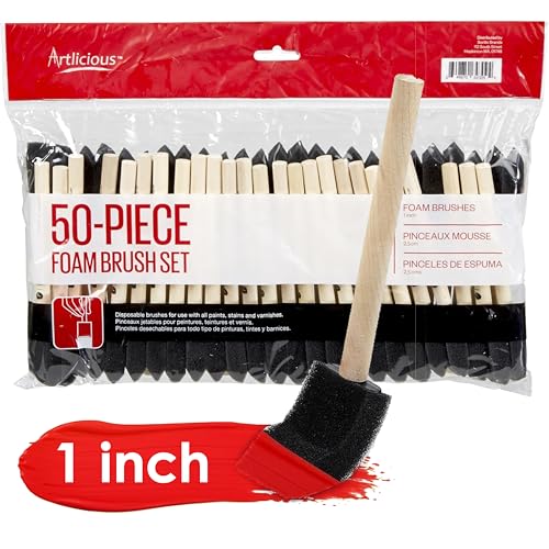 Artlicious Painting Bundle – Pack of 12 (4×6) Blank White Canvas Boards Made from 100% Cotton + 50 Disposable 1-Inch Foam Brushes for Acrylic, Oil, Watercolor Painting, staining, Varnishing & DIY Art