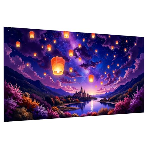 JOOZ Large Diamond Art Kits for Adults 5D Castle Diamond Painting Kits Full Drill Lantern Diamond Art Painting Kits Mountain Gem Painting Kits for Gift Home Wall Decor 2.7.5x15.7 Inch - color: Castle 061