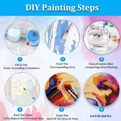 Artunion Framed Paint by Numbers Kit for Adults Beginners & Kids Ages 8-12,Golden Retriever Paint by Number with Frame,Dog Paint by Numbers Kit on Canvas 10 * 10 Inch Without Easel - color: ZXT-181-F