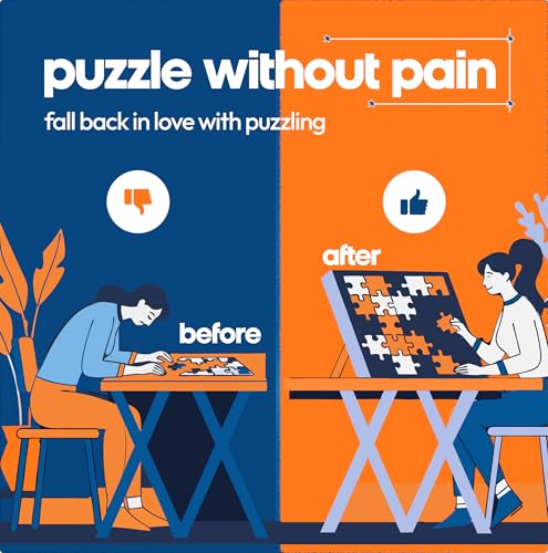 The Grippy Large Jigsaw Puzzle Board by The Puzzled Tree – 1500 Piece 34.2" x 25" Patent Pending Fabric, Back Support Puzzle Easel Tilting Puzzle Board Non-Slip Surface, Jigsaw Puzzle Table Adults