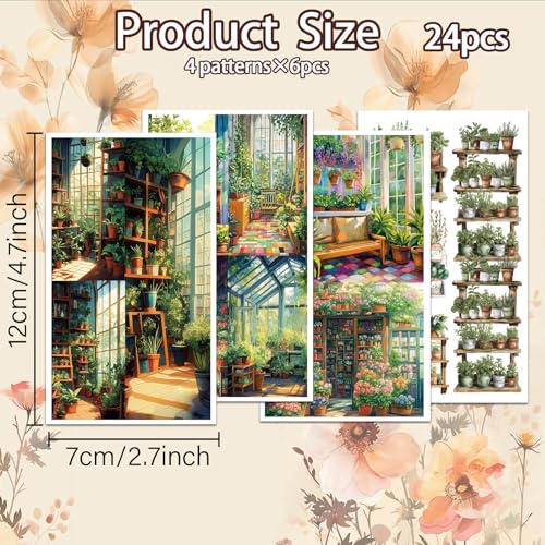 OLYCRAFT 24Pcs Bookshelves Clay Transfer Paper 4 Styles Flower Stands Clay Transfers Paper for Polymer Clays Earring Bookmarks Transfer Sheets Small Ceramic Decal for Earring Jewelry Making - style: Bookshelves
