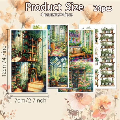 OLYCRAFT 24Pcs Bookshelves Clay Transfer Paper 4 Styles Flower Stands Clay Transfers Paper for Polymer Clays Earring Bookmarks Transfer Sheets Small Ceramic Decal for Earring Jewelry Making - style: Bookshelves