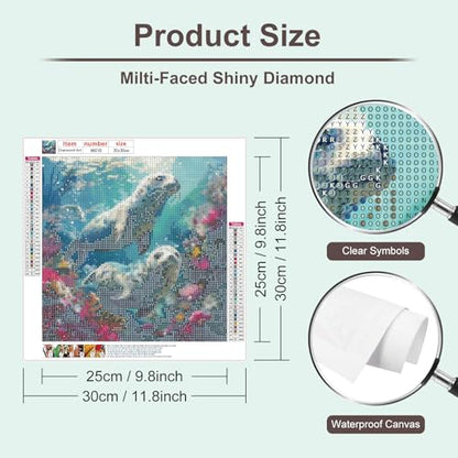 Anuver Diamond Painting Kits for Adults Seal, Round Diamond Art Kits for Beginners, 5D DIY Full Drill Crystal Gem Painting Kits for Home Wall Decor 12x12Inch, Animal