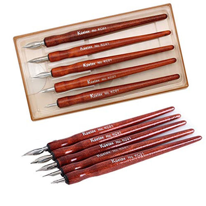 Redwood Professional Manga Pen Dip Pen Set Manga Cartoon Comic Drawing Painting Kit - 5 Pcs - color: Redwood